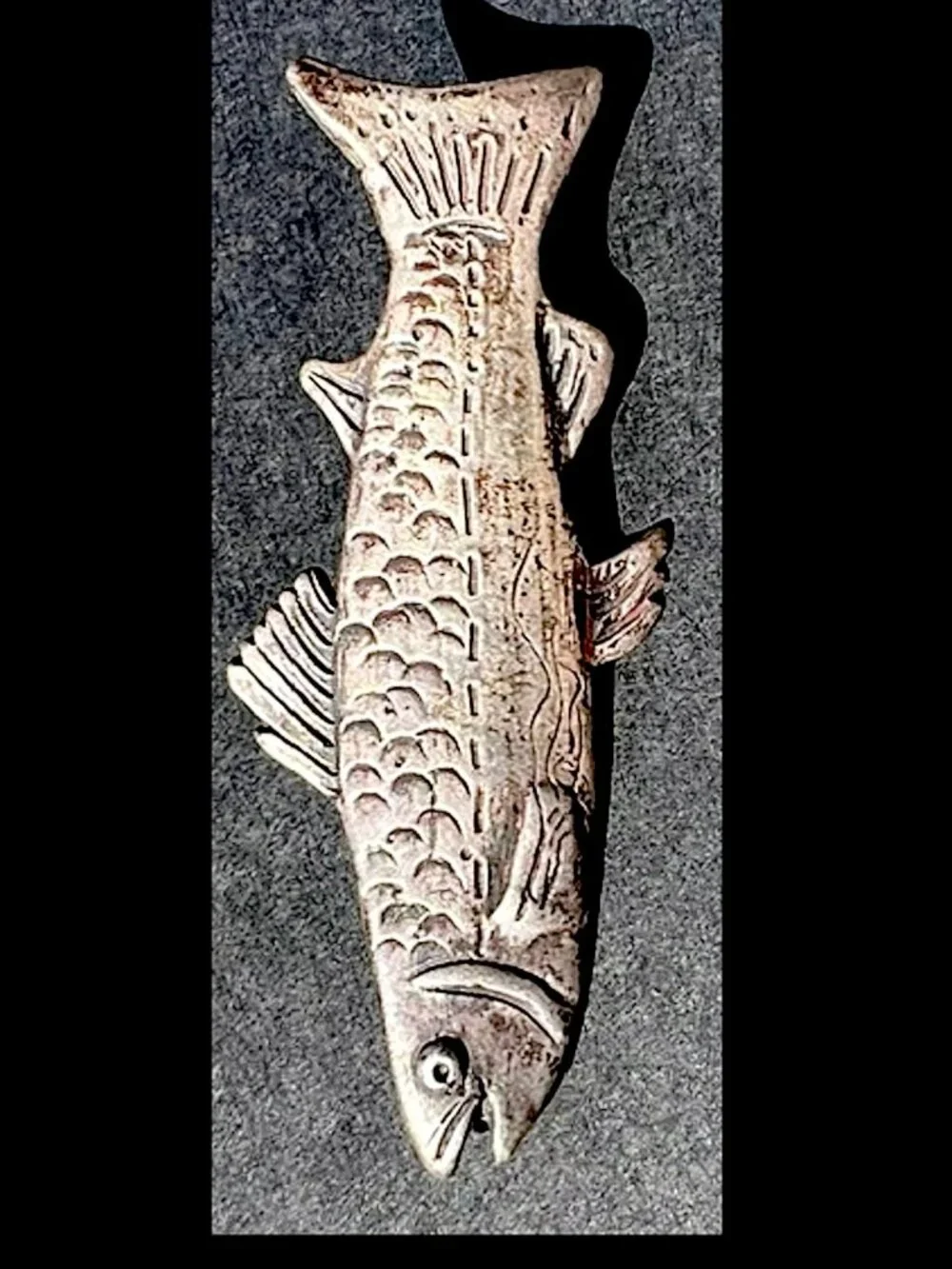 Vintage Sterling Silver FISH French Lyon Pin Brooch UNISEX